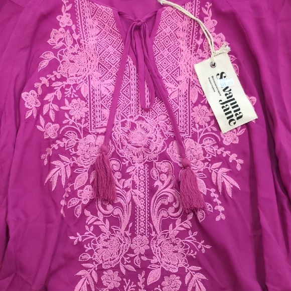 Savanna Jane Fuchsia Embroidered Blouse - Picture 2 of 4